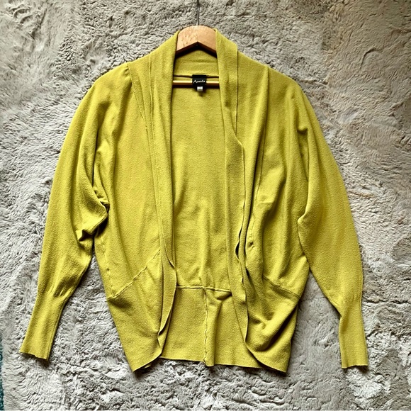Aeda cardigan in a beautiful chartreuse, barely worn, super comfy. - Picture 2 of 6